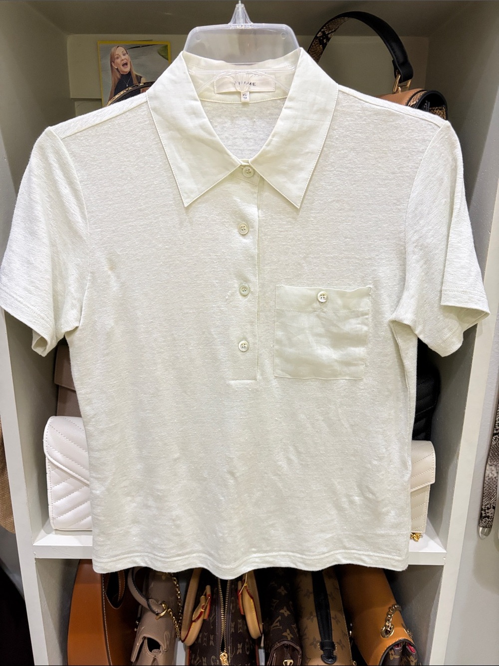 Frame Denim Kids Short-Sleeve Polo in Ivory